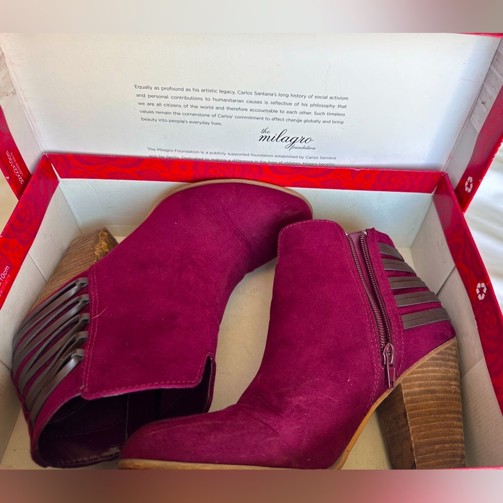 Carlos Santana Burgundy Booties, Women’s 8M